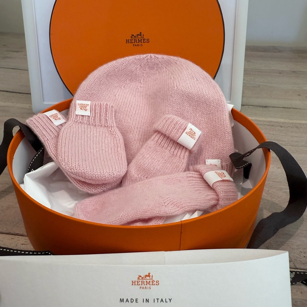 Hermes Pink Kids Mittens